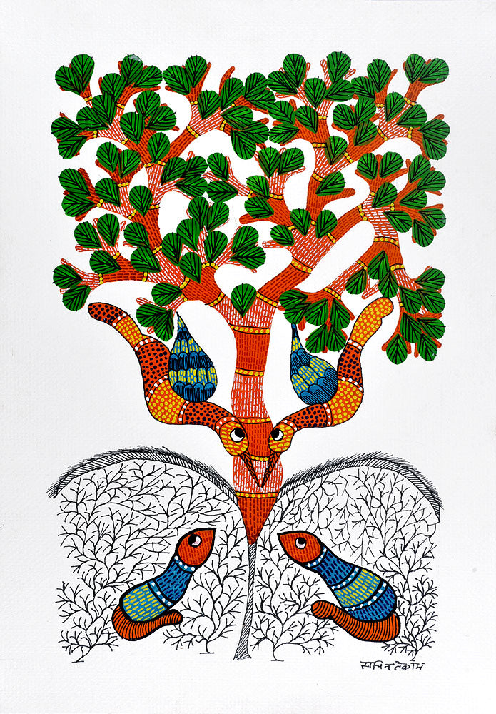 Gond Folkart Panting 'Tree of Life'