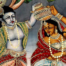 Krishna Teases a Gopi - Cotton Batik Painting 30"
