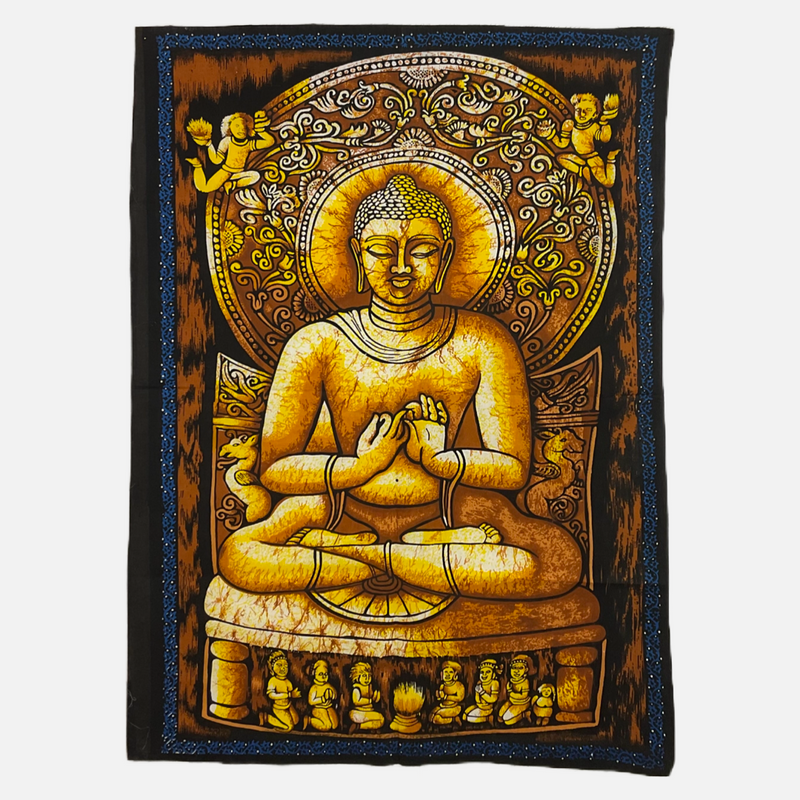 Buddha Batik Painting Cotton Tapestry (30" x 22")