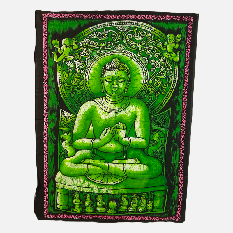 Buddha Batik Painting Cotton Tapestry (30" x 22")