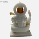 Goddess Saraswati Mata Sitting on Lotus; Polymarble