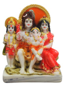 PolyResin God Shiva with Family Shiv Parivar Colorful  11cm