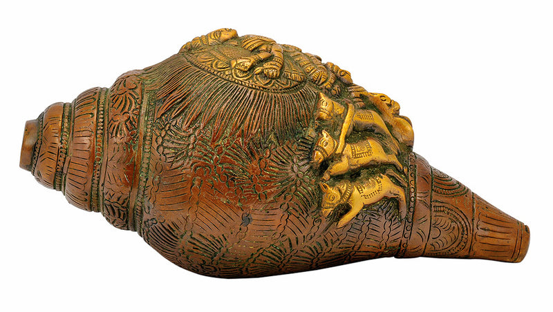 Lord Surya Engraved Brass Conch