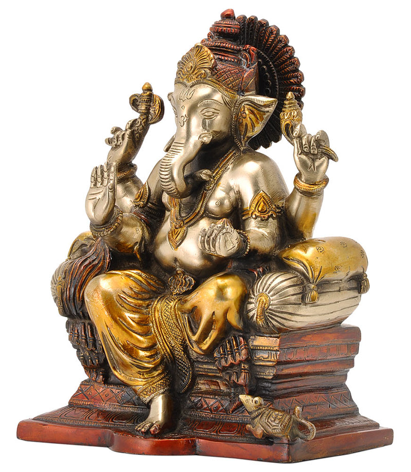 Ganesha Seated on Throne 9.50"