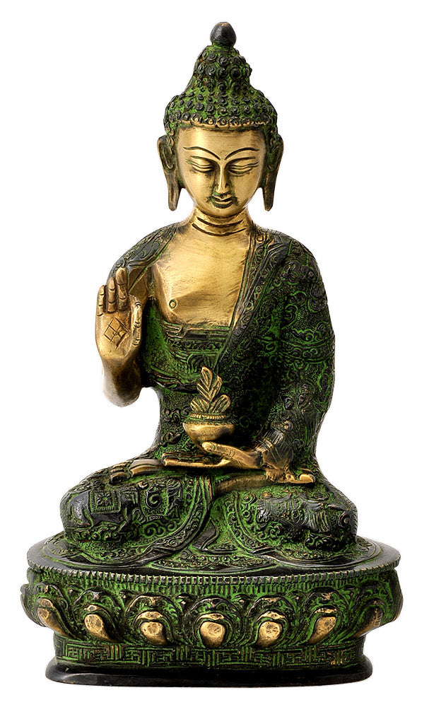 Antiquated Brass Buddha Figurine