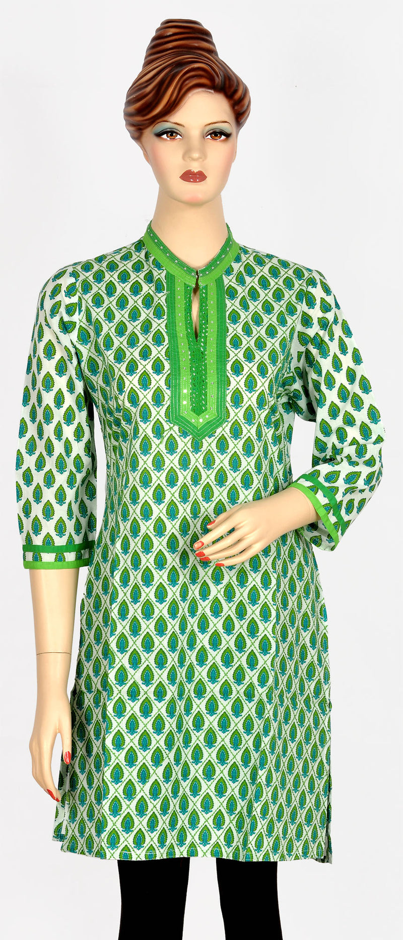 Green Block Print Kurti