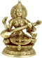 'Mata Saraswati Plays Veena' Brass Sculpture 9.25"