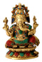 Lambodar Ganesha Inlay Brass Statue