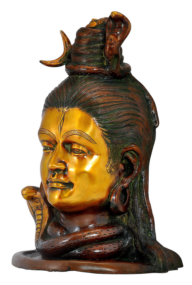 Lord Gangadhara Shiva Head Brass Sculpture