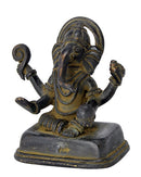 Antiquated Ganesha Folk Art Statue in Brass