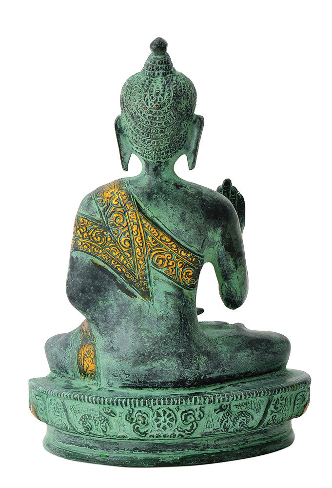 Blessing Buddha Antiquated Brass Statue