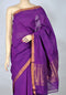 Purple Mangalagiri Cotton Saree with Zari Border