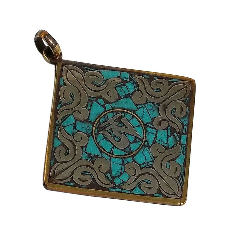 Stone Studded Brass OM Pendant