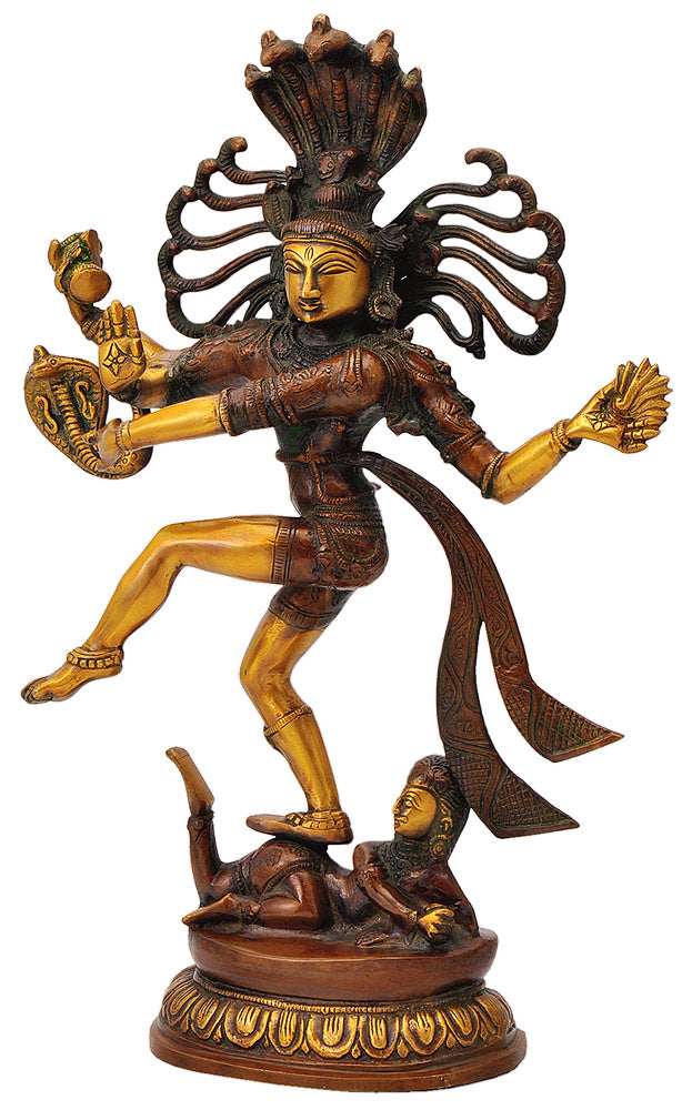 Unique Lord Nataraja Figurine with Shesh Naga Hood 17.50"