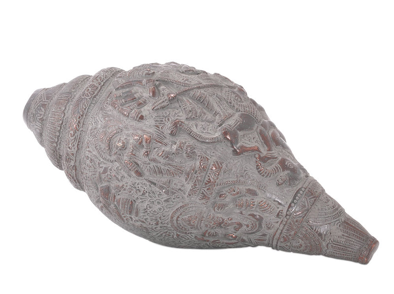 Goddess Durga as Mahishasurmardini Carving Brass Conch