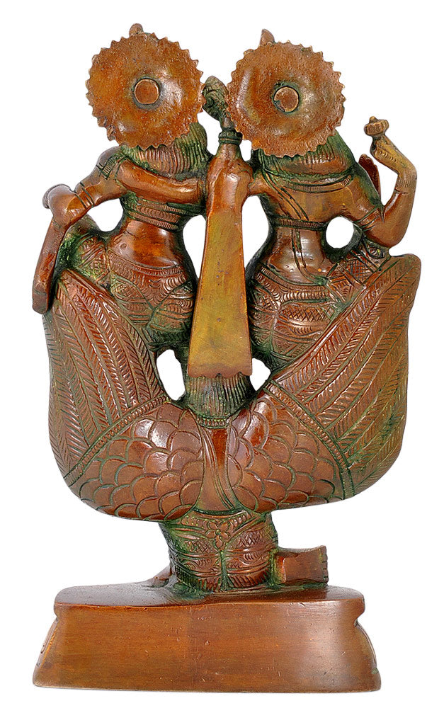 Lord Lakshmi Narain Seated on Garuda - Brass Statue 8"