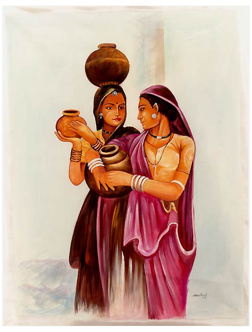 Gossip Time - Silk Painting