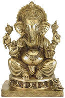 Ganesha Loves Modaks - Brass Statuette