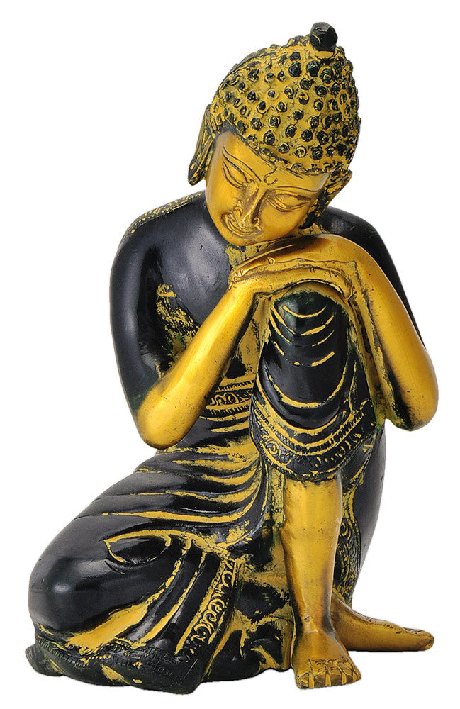 Antiquated Resting Buddha Sculpture