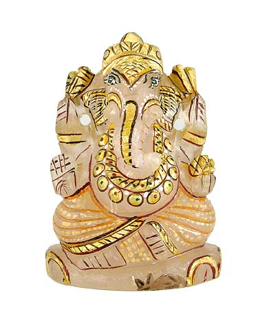 Benevolent Ganesha - Rose Quartz Statue 2.75"