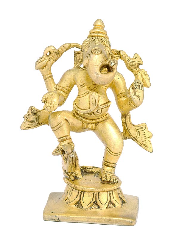 Bhupati Ganesha - Small Brass Statue 3.75"