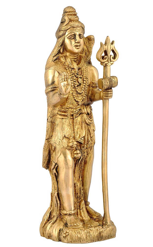 Ascetic Lord Shiva Brass Sculpture 11"