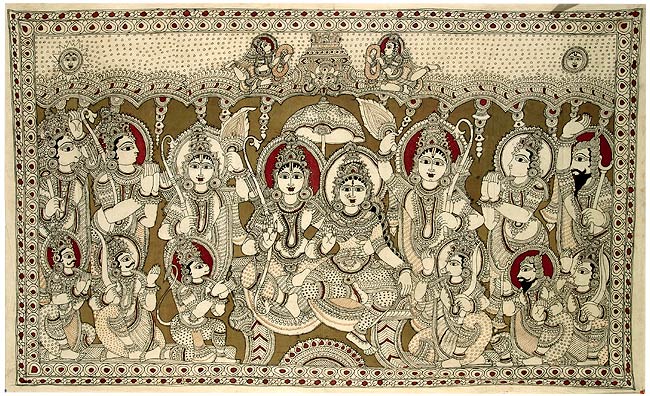 Cotton Kalamkati Painting - Shri Ram Durbar