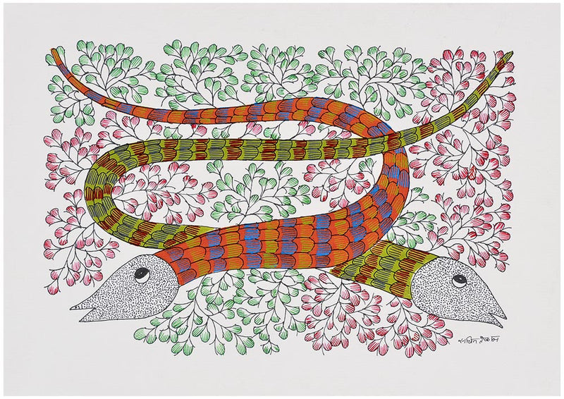 Snake Couple - Gond Painting