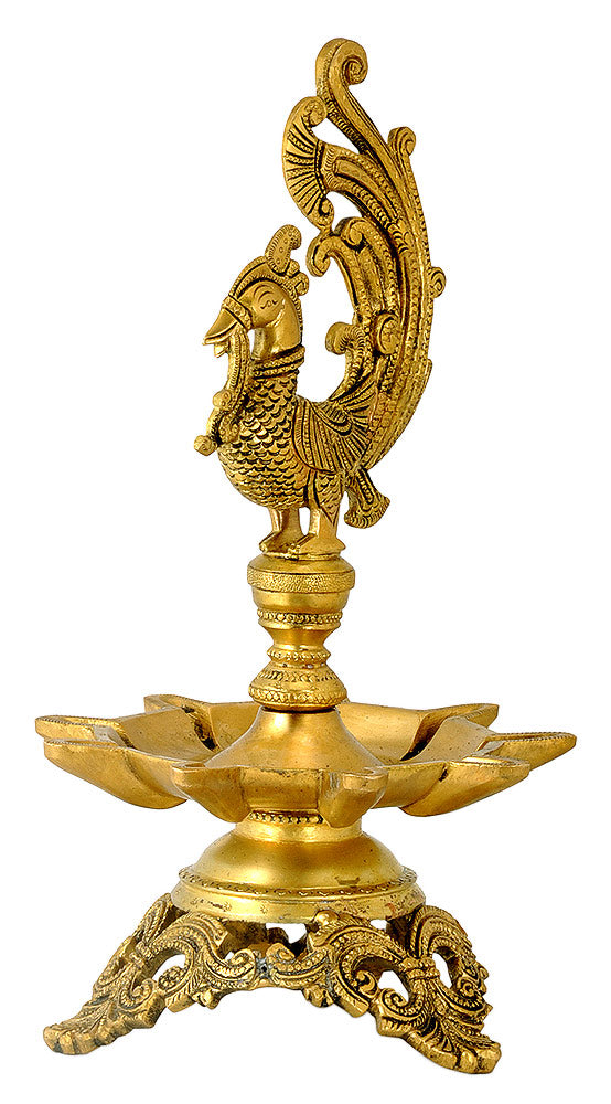 Peacock Brass Lamp