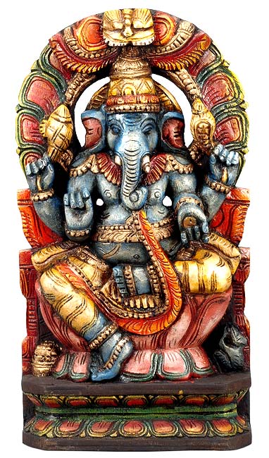 Lord of Wisdom "Ganesha" Wood Statuette