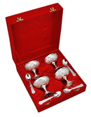Silver Plated Ice Cream 4 Bowl Set Velvet Box Pack