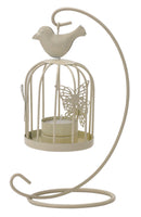 White Bird Cage Tea Light Holder