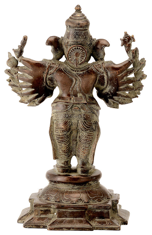Sixteen Armed Lord Ganesha Antiquated Statue