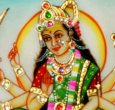 Maa Sherawali - Marble Painting