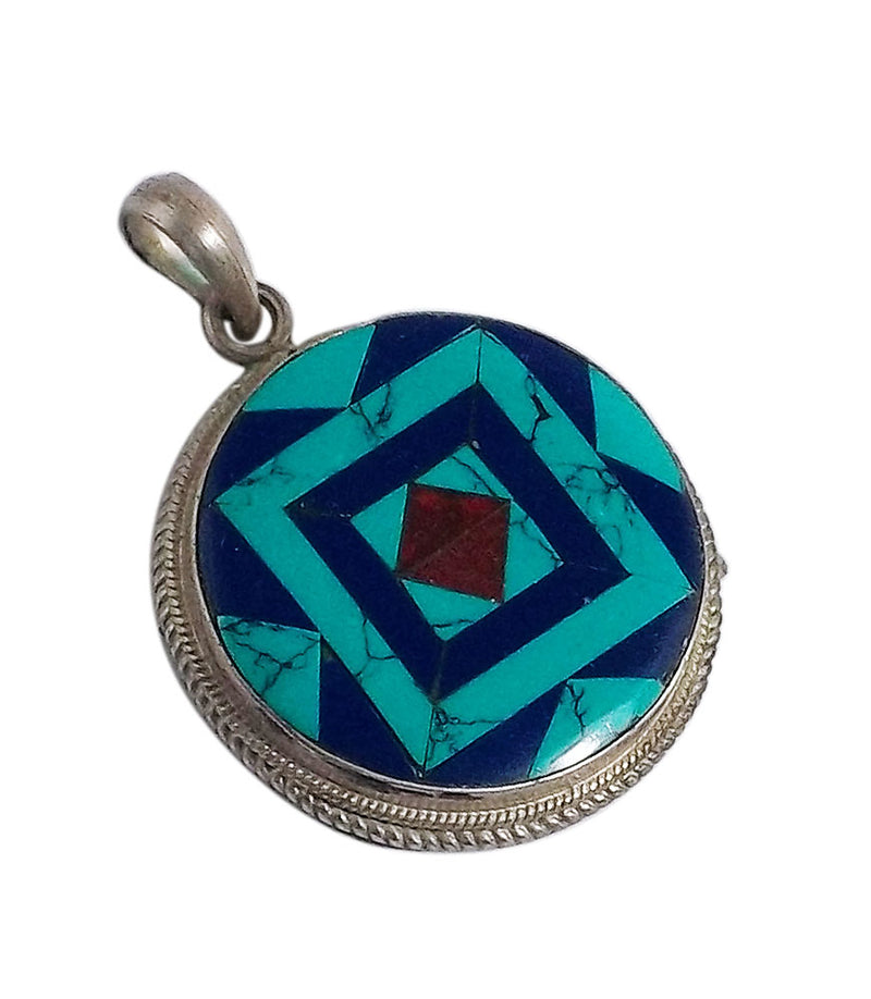 Buddhist Stone Studded Silver Pendant