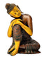 Brass Thinking Buddha Brown Finish Sulpture 11"
