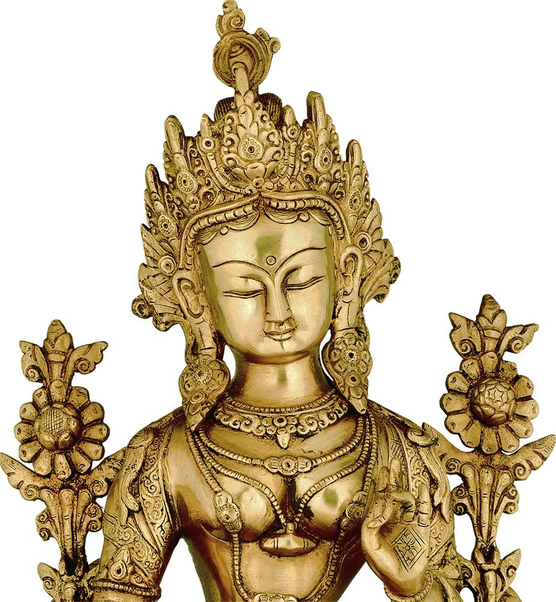 Goddess Green Tara - Brass Sculpture