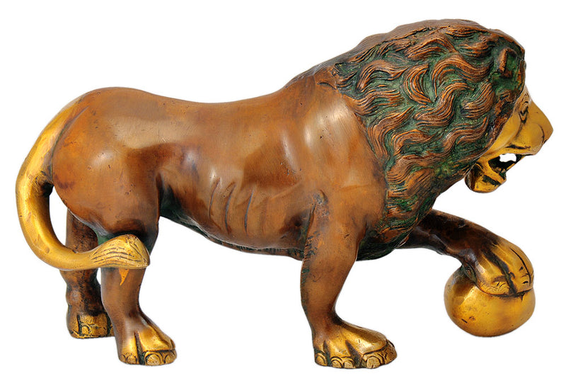 Antiquated Brass Lion Figurine