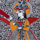 Krishna and Radha Play Holi - Madhubani Painting