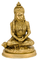 Brass Meditating Hanuman Statue 7.50"