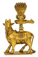 Nandi Carrying Shivalinga Protected by Hodded Serpent