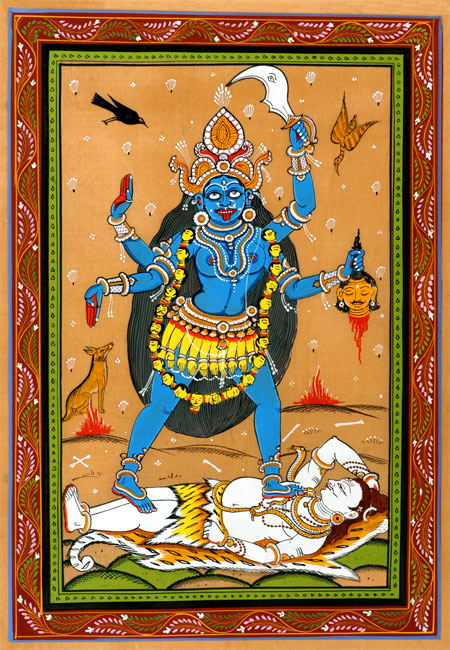 Kali The Forcefull-Traditional Pata Painting 12"
