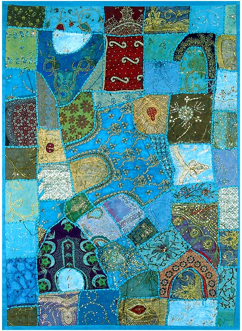 Gujarati Wall Hanging 'Blue Pond'