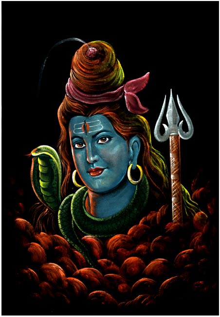 Gangadhar Shiva - Hand Painting on Velvet 26"