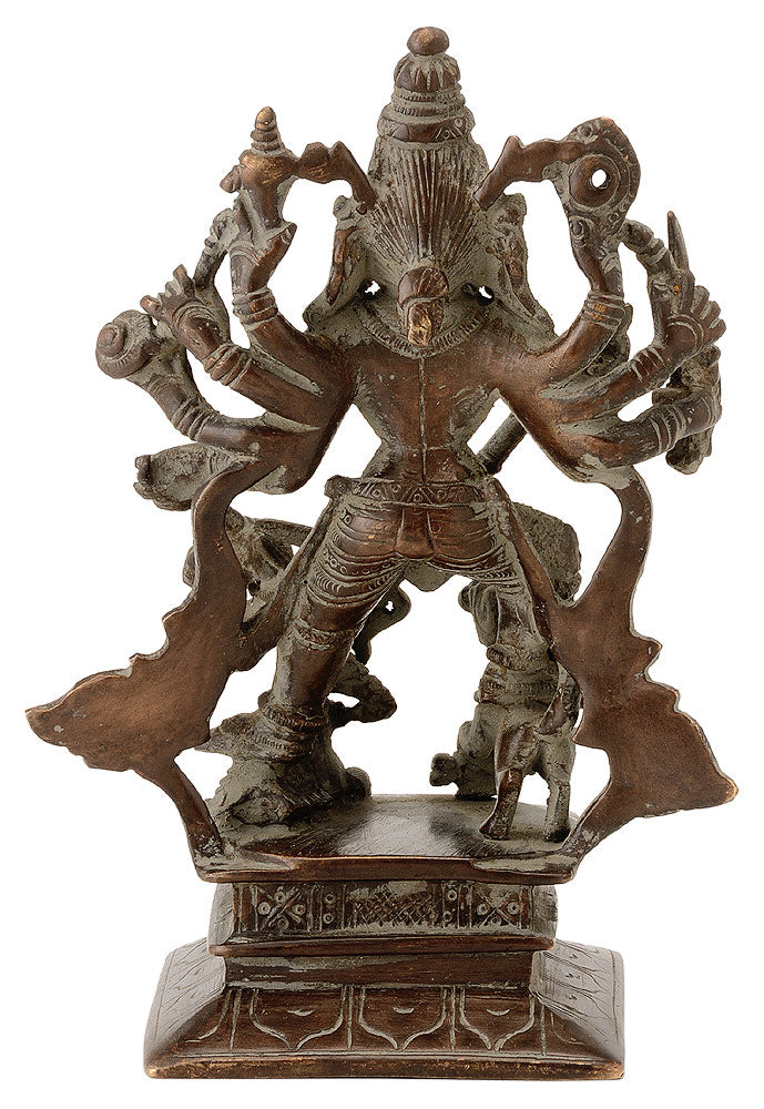 Antiquated Brass Durga as Devi Mahishasur Mardini