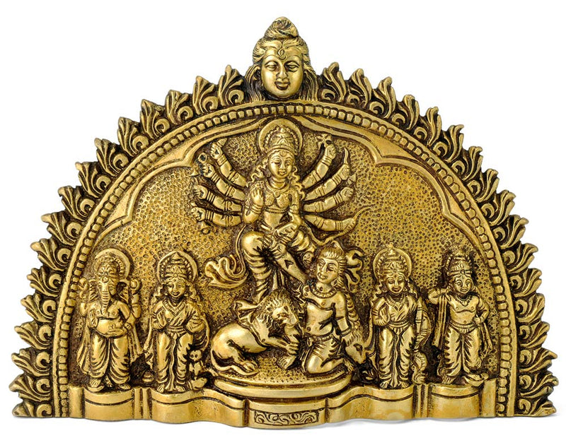 Goddess Durga - Brass Wall Plaque