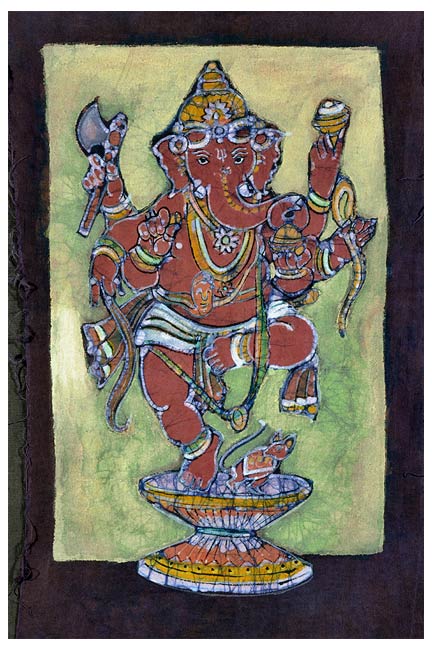 'Nritya Ganapati' Small Batik Painting
