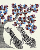 Big Cats Under the Tree - Gond Painting