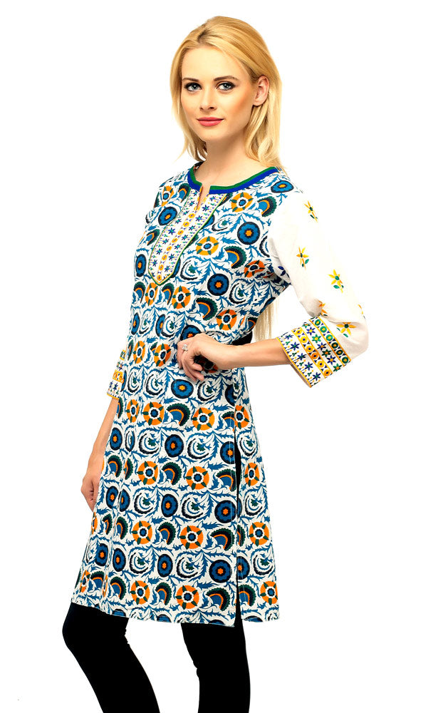 Blue Embroidery Kurti