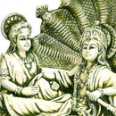 Vishnu Laxmi resting on Ananta-Shesha - Resin Statue 7.5"